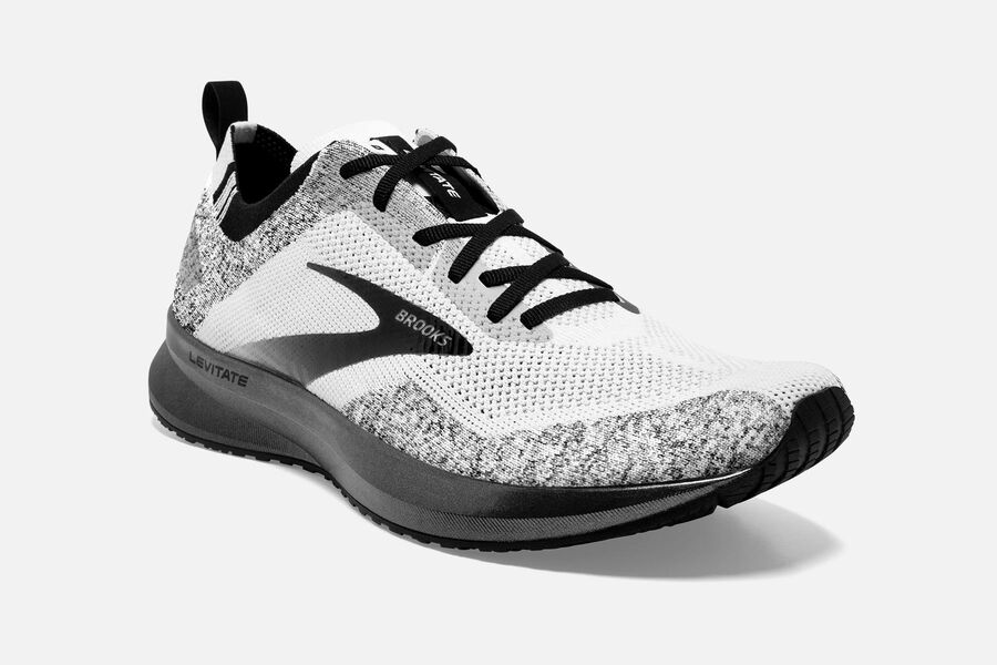 Brooks Levitate 4 Road Running Shoes Mens - White/Black - UXZCD-5981